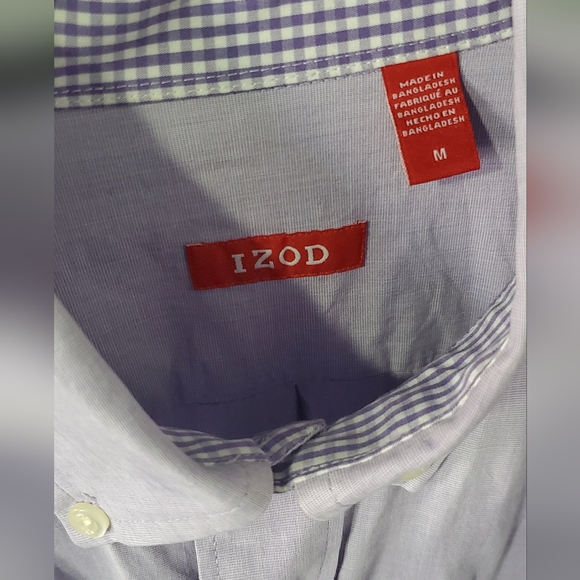 Izod Men's Size Medium Light Purple Button Down Shirt - Picture 3 of 5
